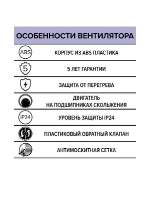 Вентилятор накладной NEO D100 сетка обр.клапан ERA